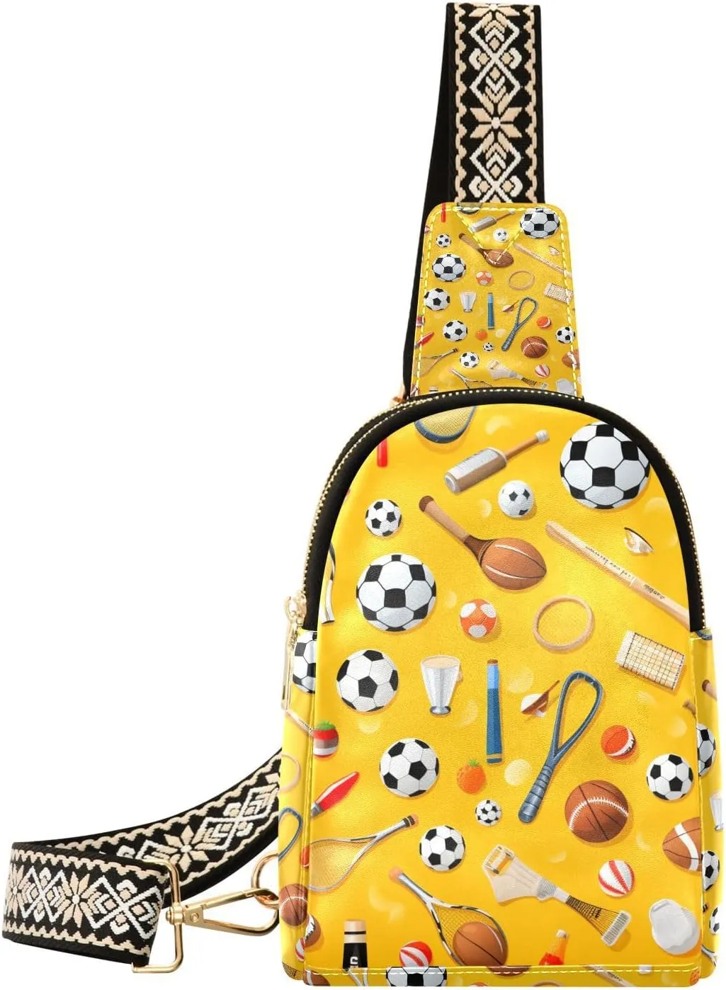 trendy Sports Ball Yellow bag for girls leather crossbody fanny packs chest for travel