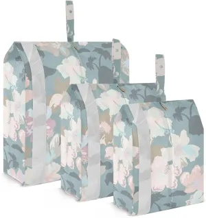 Tropical Cute Flowers 3 Set Travel Packing Cubes For Suitcases, Foldable, Garment Bag Closet Storage, Luggage Space Saver, Organizadores De Maletas Para