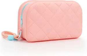 Twofold Travel Makeup Bag, Silicone Makeup Bag, Waterproof Toiletry Cosmetic Bag for Women, Cute Makeup Organizer Versatile Zipper Pouch, Pink