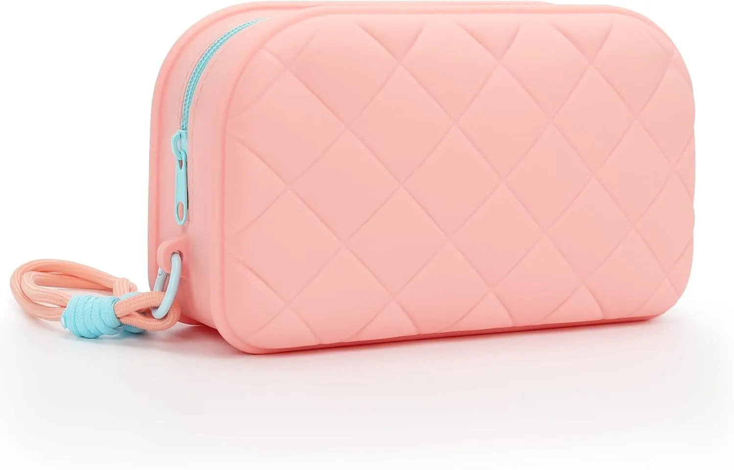 Twofold Travel Makeup Bag, Silicone Makeup Bag, Waterproof Toiletry Cosmetic Bag for Women, Cute Makeup Organizer Versatile Zipper Pouch, Pink