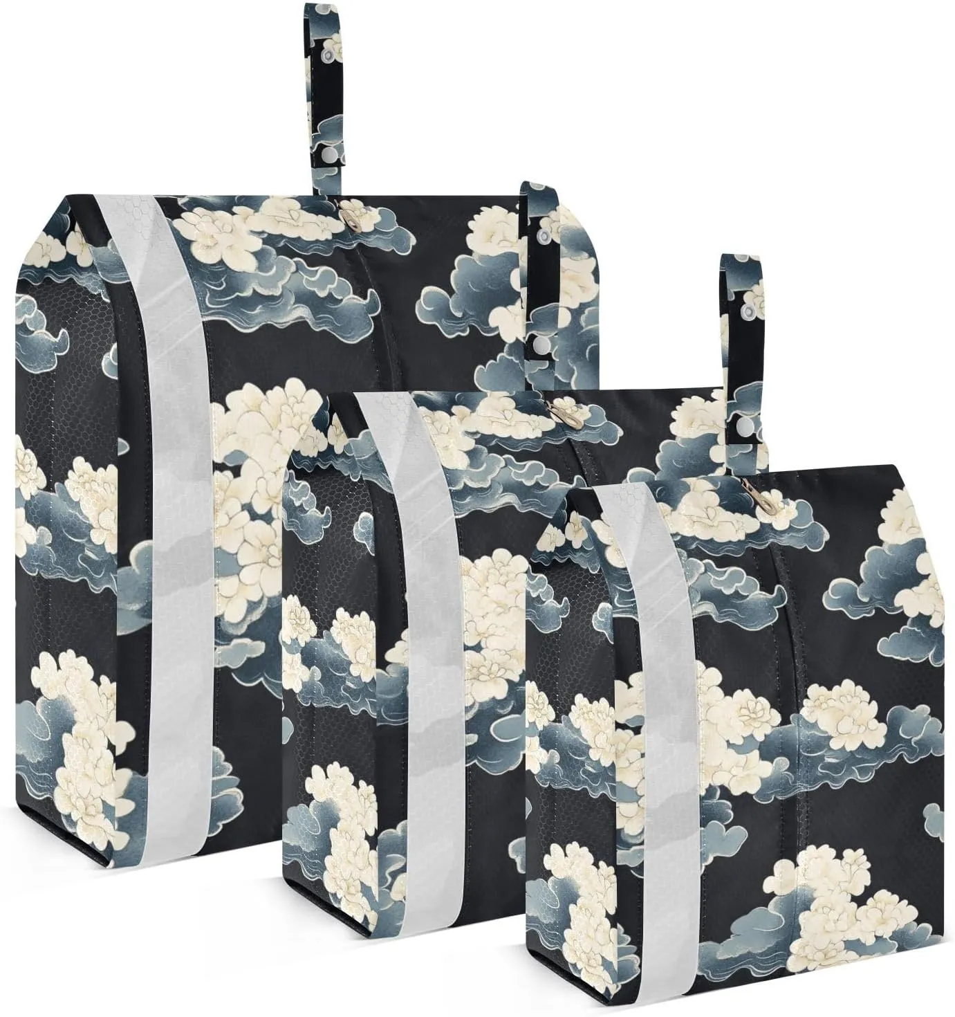 Ukiyo-e Style Cloud Black 3 Piecing Packing Travel Bag Waterproof Garment Bag Closet Storage Storage Bag Room Organizers And Storage