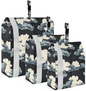 Ukiyo-e Style Cloud Black 3 Piecing Packing Travel Bag Waterproof Garment Bag Closet Storage Storage Bag Room Organizers And Storage
