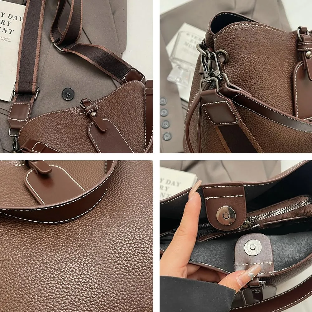 Ventilate Bucket Bags with Large Capacity Casual Handbags for Women Simple Trendy Bucket Bags for Daily Life