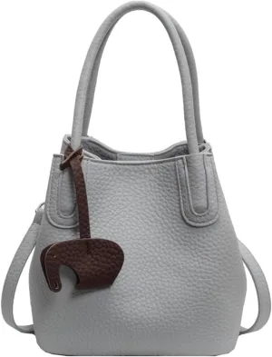 Versatile PU Leather Bucket Bag for Women  Small Crossbody Purse with Top Handle, Lightweight Shoulder Bag for Daily Use