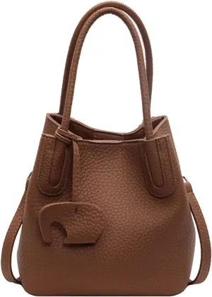 Versatile PU Leather Bucket Bag for Women  Small Crossbody Purse with Top Handle, Lightweight Shoulder Bag for Daily Use