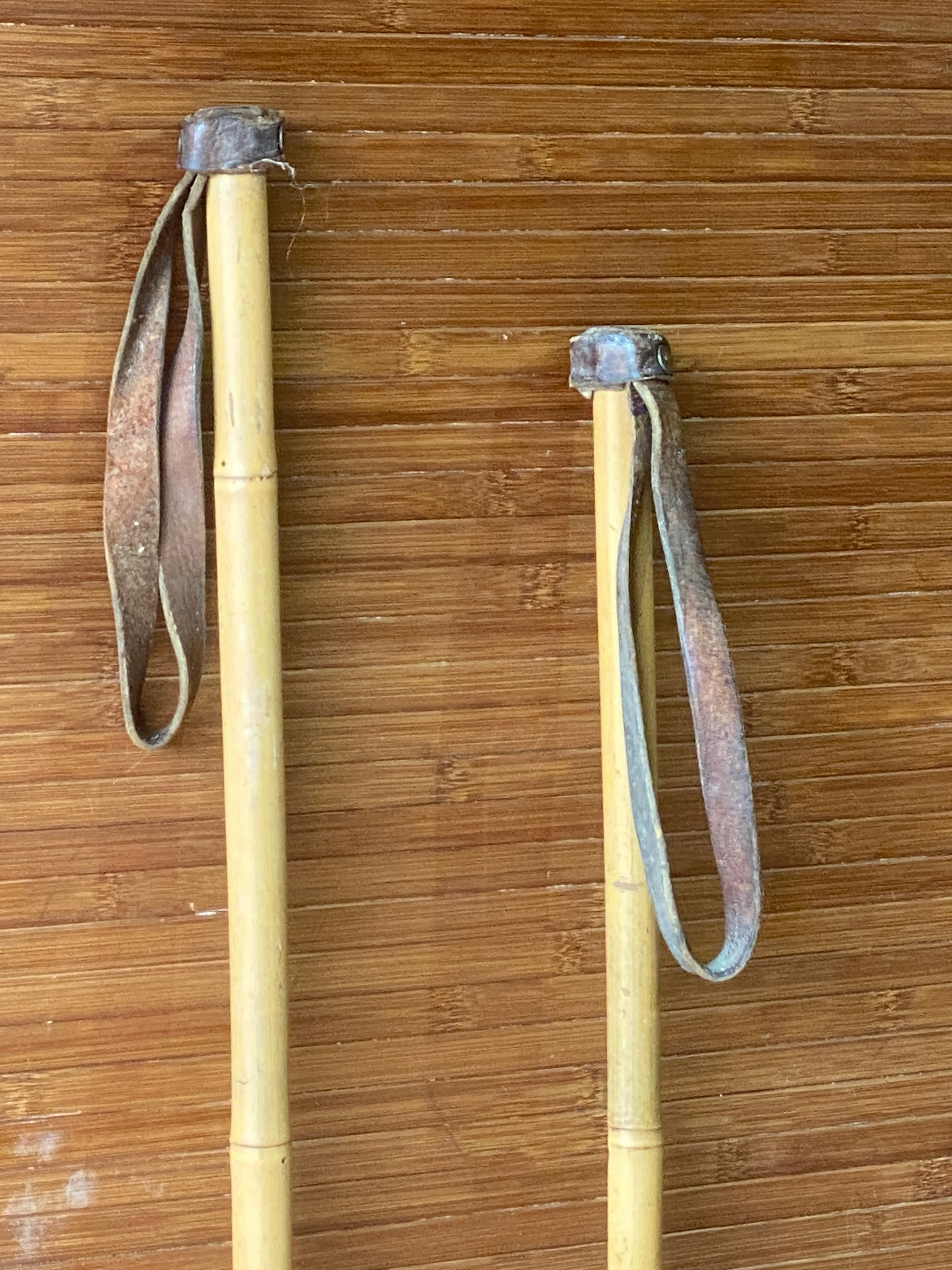 Vintage Bamboo Ski Poles with double ring baskets