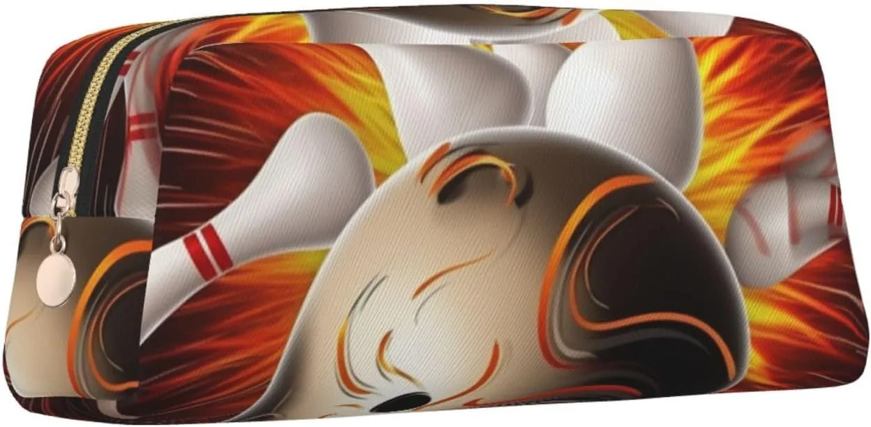 Vintage Sport Bowling Ball Makeup Bag Travel Cosmetic Bag for Women Men Pencil Case Zipper Toiletry Bag Purse