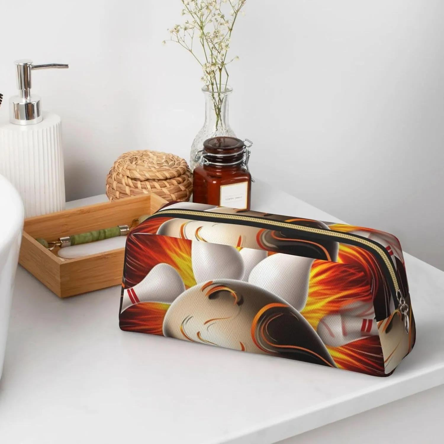 Vintage Sport Bowling Ball Makeup Bag Travel Cosmetic Bag for Women Men Pencil Case Zipper Toiletry Bag Purse