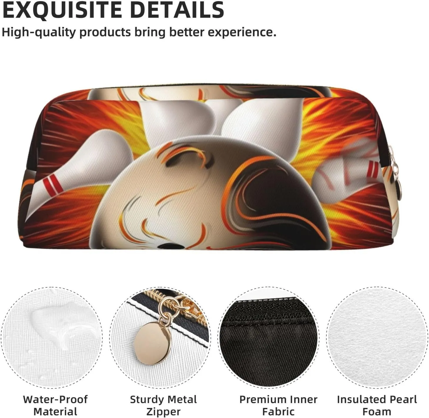 Vintage Sport Bowling Ball Makeup Bag Travel Cosmetic Bag for Women Men Pencil Case Zipper Toiletry Bag Purse