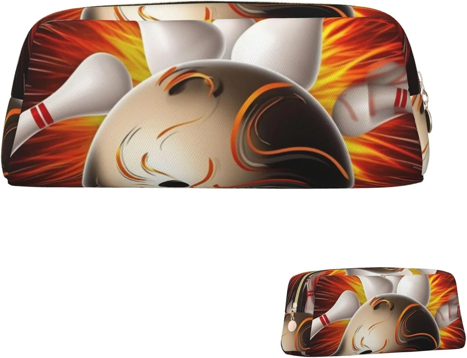 Vintage Sport Bowling Ball Makeup Bag Travel Cosmetic Bag for Women Men Pencil Case Zipper Toiletry Bag Purse