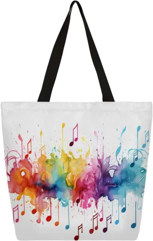 Watercolour Musicians Large Capacity Canvas Tote Bag Stylish Handheld Shoulder Bag Reusable Shopping Bag for Work Travel Beach Trips Shopping