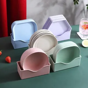 Wheat Straw Geomeric Mini Plate 5 Pcs Set