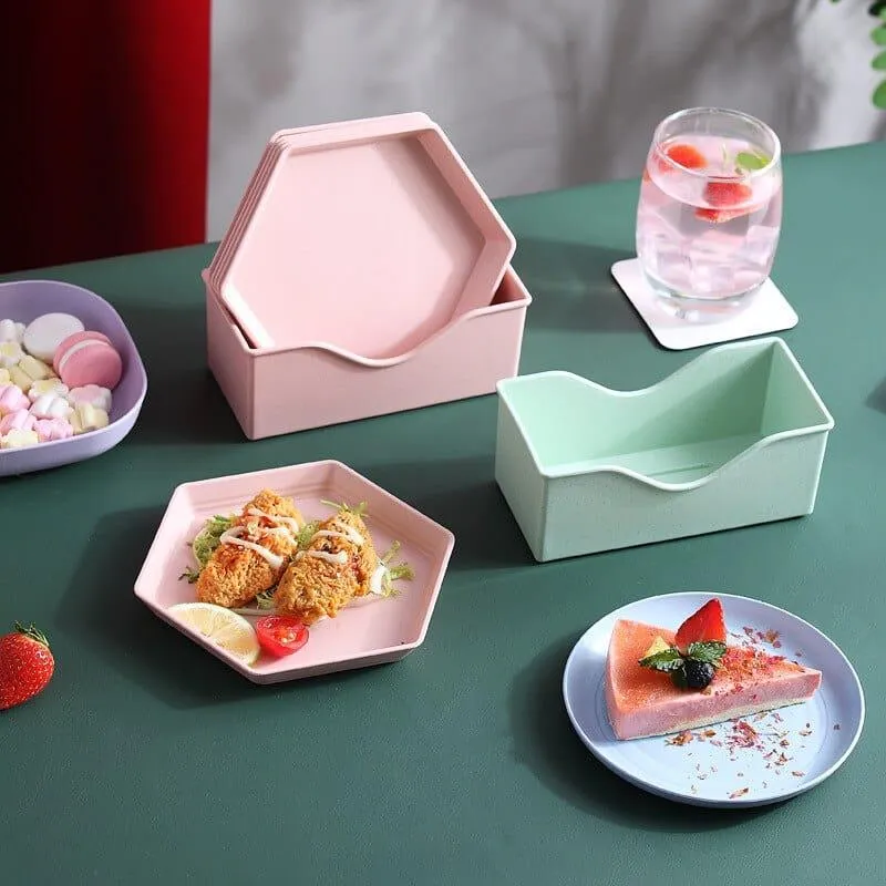 Wheat Straw Geomeric Mini Plate 5 Pcs Set