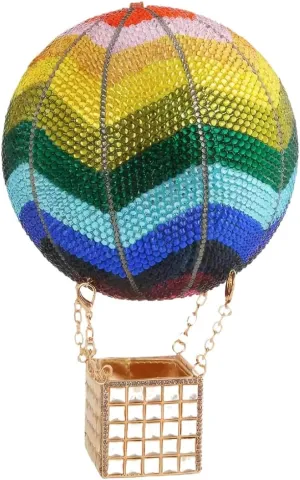 Women Luxury Rhinestone Evening Bag Balloon Crystal Clutch Purse Stylish Handbag for Concert Festival Celebration