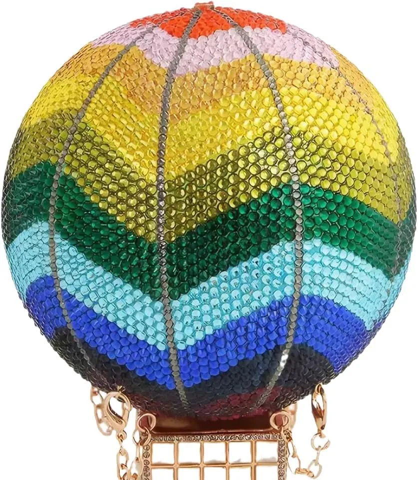 Women Luxury Rhinestone Evening Bag Balloon Crystal Clutch Purse Stylish Handbag for Concert Festival Celebration