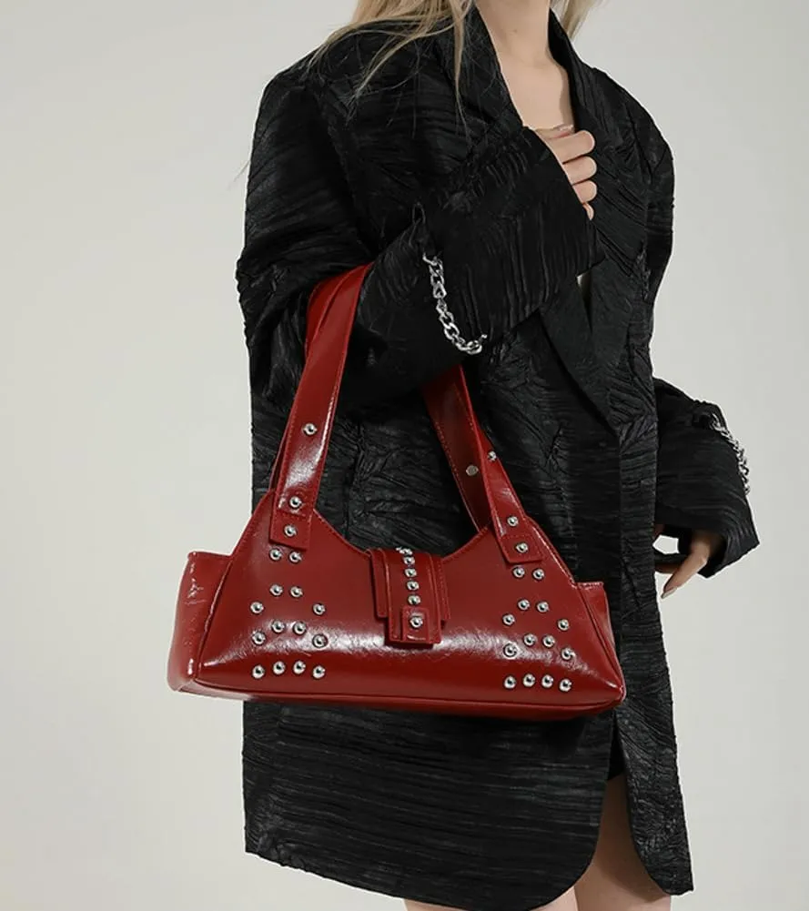 Women Y2k Purse Stylish Studded Hobo Bag Underarm Shoulder Bag Vintage Rivets Tote Handbag Designer Top Handle Purse 2025
