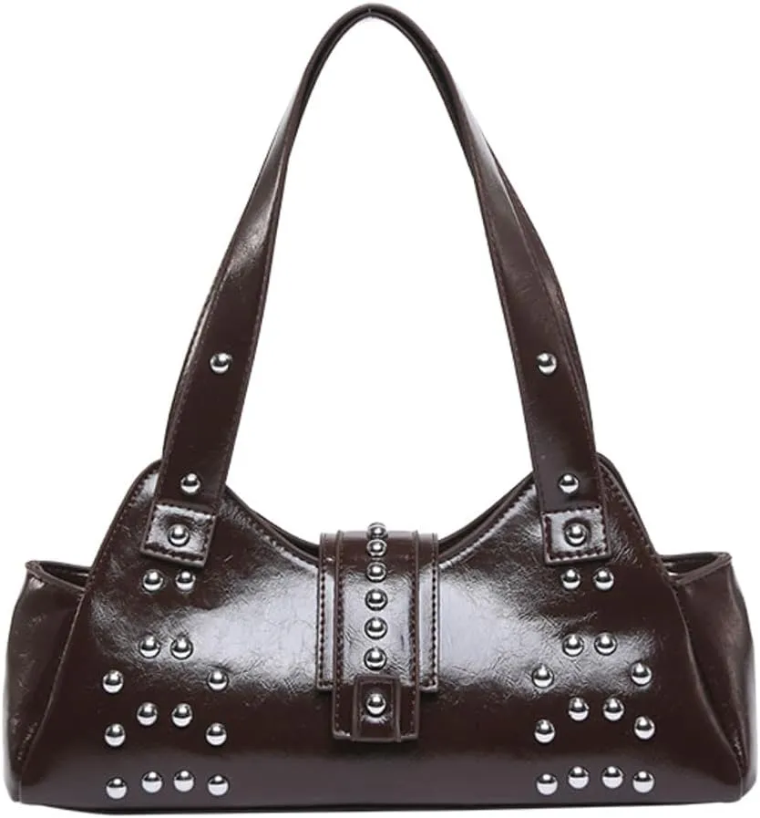 Women Y2k Purse Stylish Studded Hobo Bag Underarm Shoulder Bag Vintage Rivets Tote Handbag Designer Top Handle Purse 2025