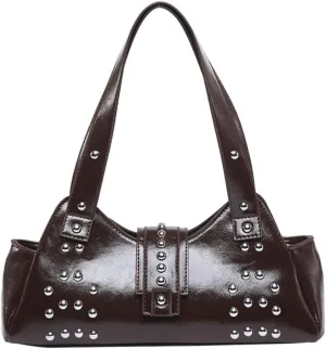 Women Y2k Purse Stylish Studded Hobo Bag Underarm Shoulder Bag Vintage Rivets Tote Handbag Designer Top Handle Purse 2025