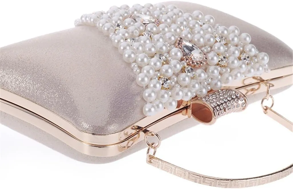 Women's Bag with Diamonds Handheld Dinner Party Bag Cocktail Pearl Women's Clutch with Cheongsam Dress Bag