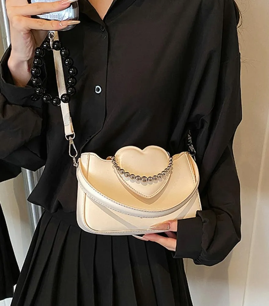 Womens Chic Shoulder Crossbody Bag Vegan Leather Purse Small Tote Bag Y2k Handbag Cute Clutch Satchel with Chain