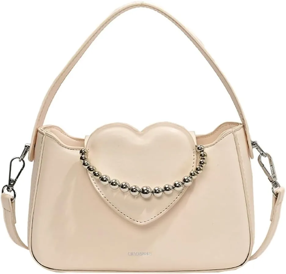 Womens Chic Shoulder Crossbody Bag Vegan Leather Purse Small Tote Bag Y2k Handbag Cute Clutch Satchel with Chain