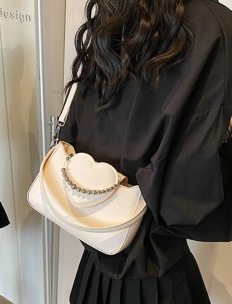 Womens Chic Shoulder Crossbody Bag Vegan Leather Purse Small Tote Bag Y2k Handbag Cute Clutch Satchel with Chain
