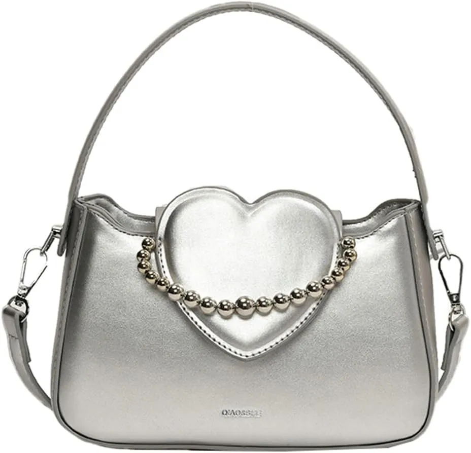Womens Chic Shoulder Crossbody Bag Vegan Leather Purse Small Tote Bag Y2k Handbag Cute Clutch Satchel with Chain