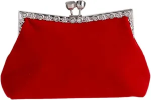 Women's Clutch Evening Bag Single Shoulder Cross Large Red Wedding Velvet Bag