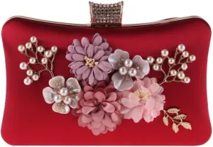 Women's Clutch Floral Polyester Evening Bag Pearl Chain Small Square Bag