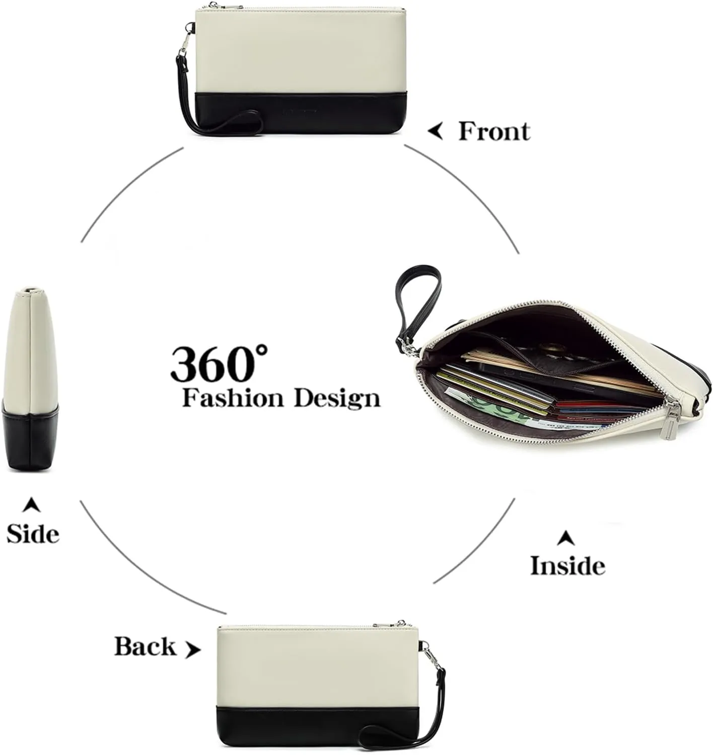Women's Clutch Purse with Multiple Compartments - Elegant Evening Bag for Party, Wedding, Prom | Inner Zipper Pocket