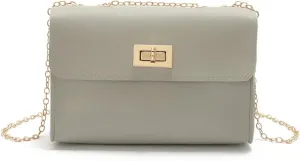 Women'S Crossbody Bag Chain PU Leather Shoulder Bag With Twist Lock Flap Casual Messenger Bags
