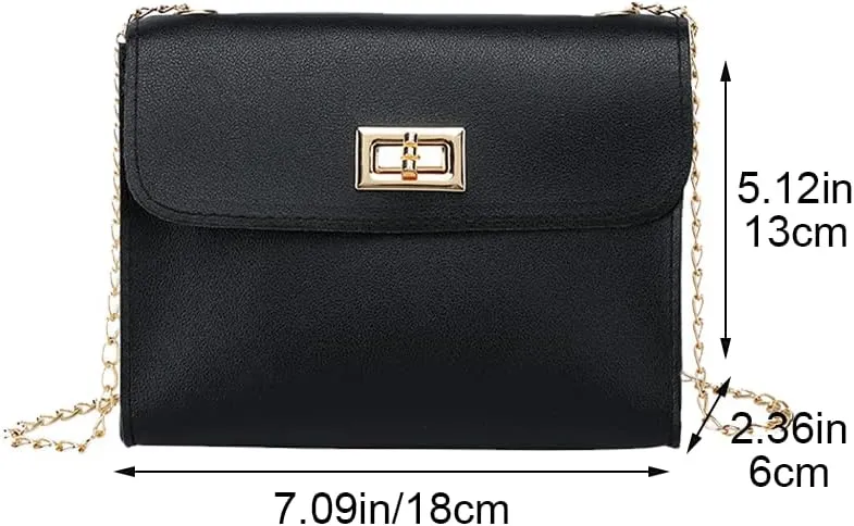 Women'S Crossbody Bag Chain PU Leather Shoulder Bag With Twist Lock Flap Casual Messenger Bags