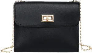 Women'S Crossbody Bag Chain PU Leather Shoulder Bag With Twist Lock Flap Casual Messenger Bags