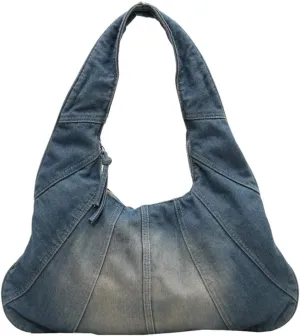 Womens Denim Canvas Shoulder Bags Trendy Hobo Tote Bag Slouchy Top Handle Handbag Purse