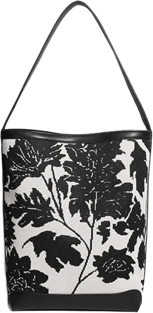 Women's Flower Embroidery Satchel Casual Bucket Bag Large Tote Outdoor Top Handle Satchel Chic Handbag and Pursebag599OWOISS