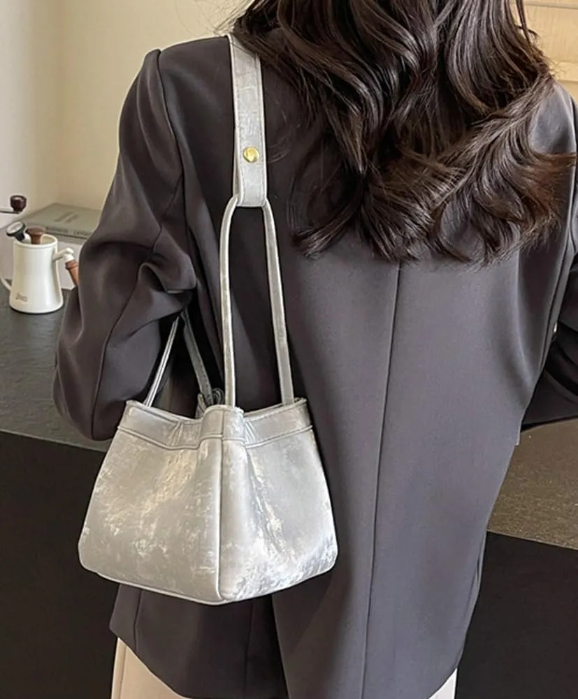 Womens Vegan Leather Handbags Chic Shoulder Bag Small Bucket Tote Bag Y2k Purse Satchel 2024