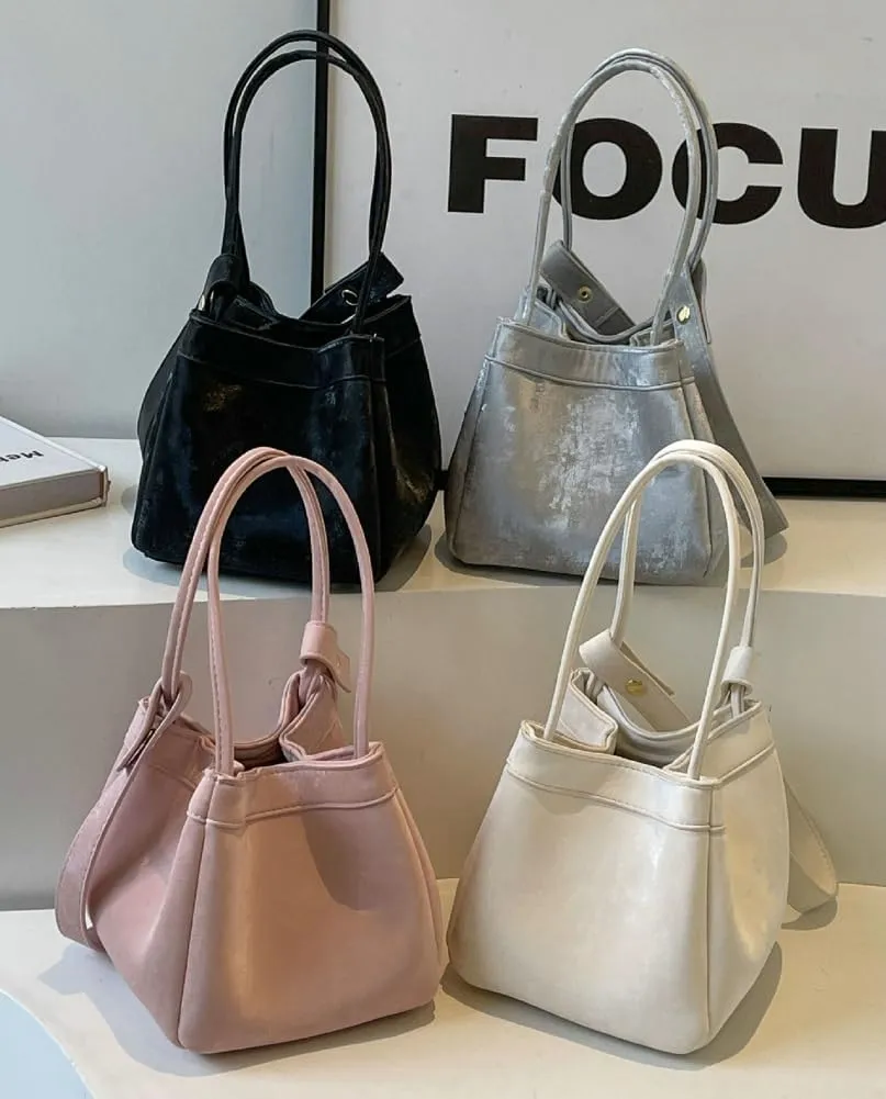 Womens Vegan Leather Handbags Chic Shoulder Bag Small Bucket Tote Bag Y2k Purse Satchel 2024