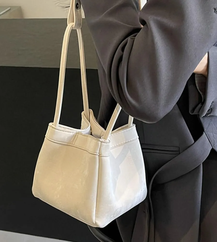 Womens Vegan Leather Handbags Chic Shoulder Bag Small Bucket Tote Bag Y2k Purse Satchel 2024