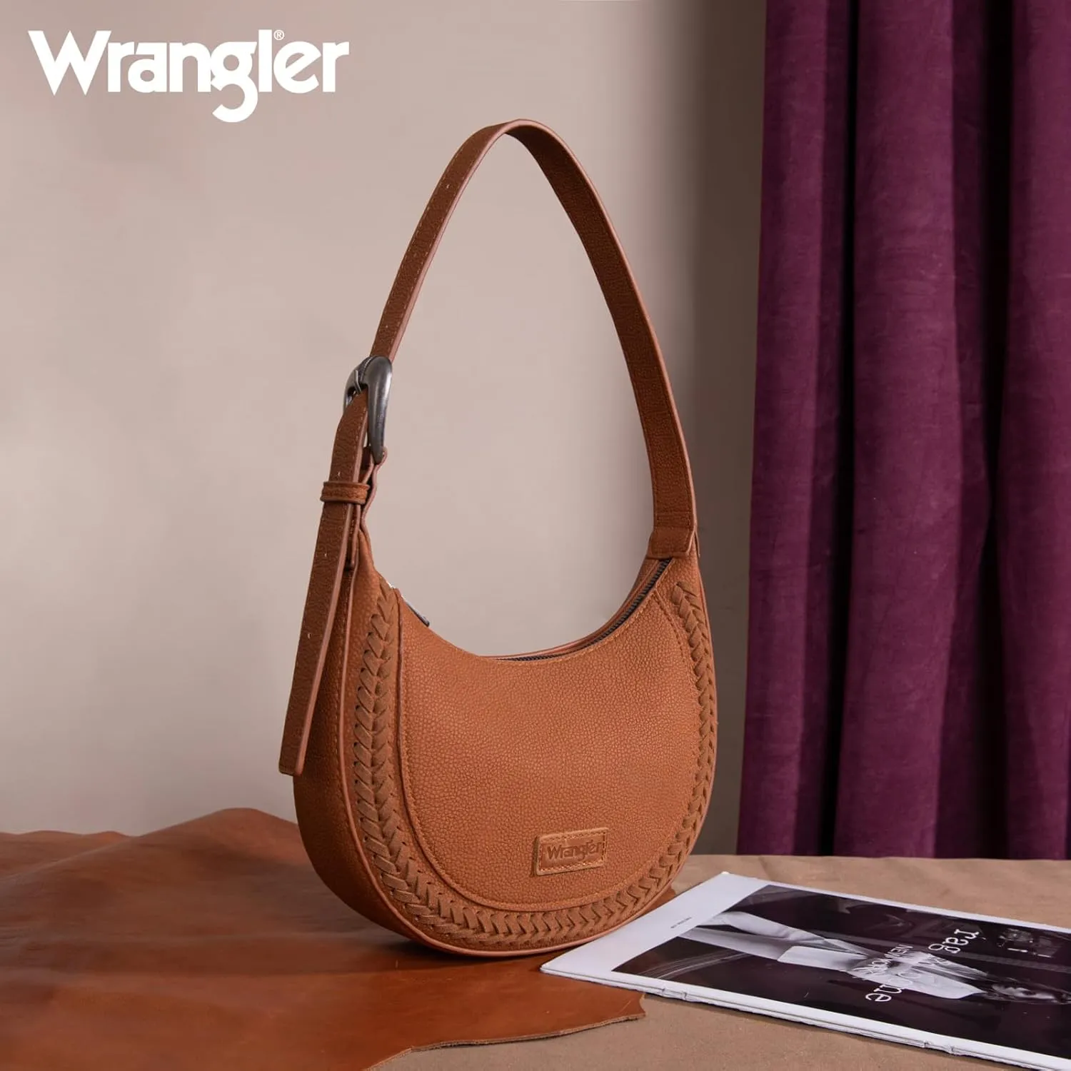 Wrangler Crescent Shoulder Bag for Women Trendy Half Moon Bag Small Crossbody Purse and Handbags With Extension Strap
