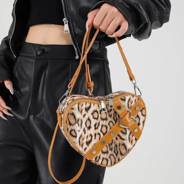 y2k Cheetah Purses for Women Handbag, Grunge Fashion Hobo Bag Ladies Chic Shoulder Bags Leopard Print Sling Purse (brown)