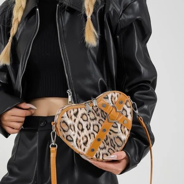 y2k Cheetah Purses for Women Handbag, Grunge Fashion Hobo Bag Ladies Chic Shoulder Bags Leopard Print Sling Purse (brown)