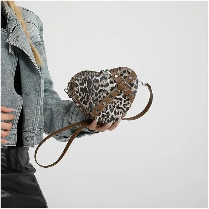 y2k Cheetah Purses for Women Handbag, Grunge Fashion Hobo Bag Ladies Chic Shoulder Bags Leopard Print Sling Purse (Dark brown)