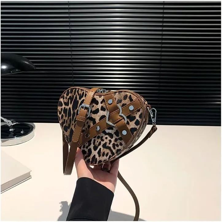 y2k Cheetah Purses for Women Handbag, Grunge Fashion Hobo Bag Ladies Chic Shoulder Bags Leopard Print Sling Purse (Dark brown)