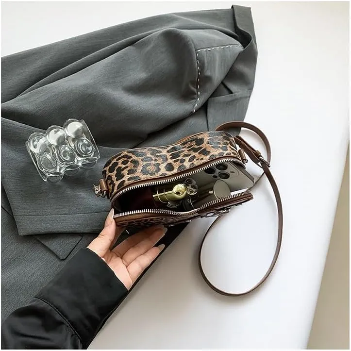 y2k Cheetah Purses for Women Handbag, Grunge Fashion Hobo Bag Ladies Chic Shoulder Bags Leopard Print Sling Purse (Dark brown)