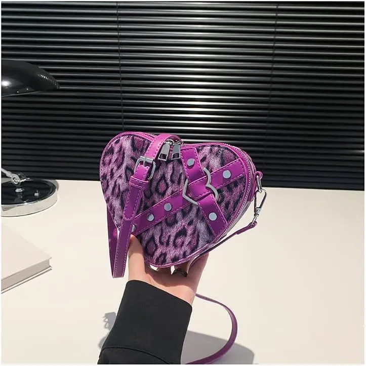 y2k Cheetah Purses for Women Handbag, Grunge Fashion Hobo Bag Ladies Chic Shoulder Bags Leopard Print Sling Purse (purple)