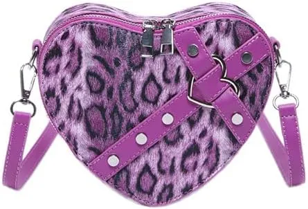 y2k Cheetah Purses for Women Handbag, Grunge Fashion Hobo Bag Ladies Chic Shoulder Bags Leopard Print Sling Purse (purple)