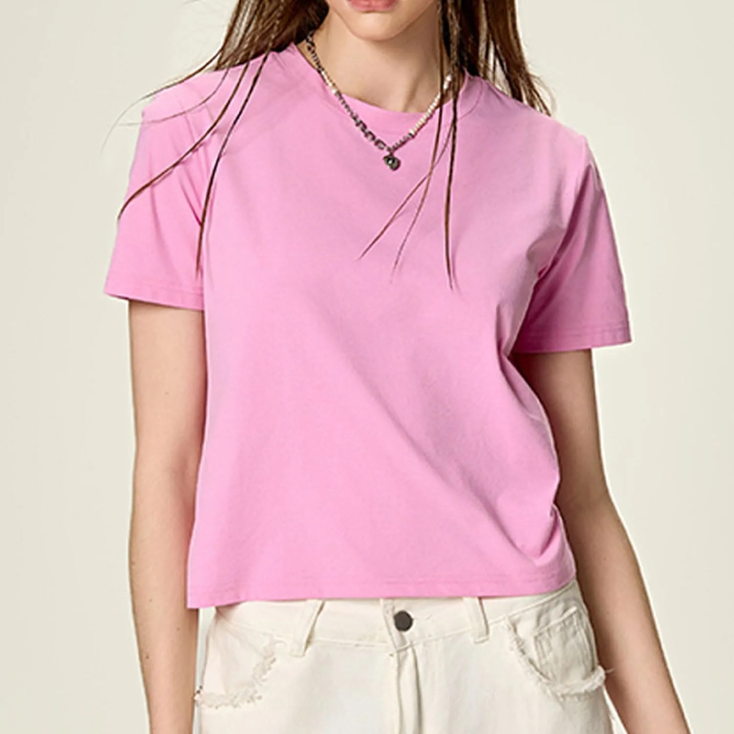 Yoolin Women's Slim Fit T-Shirt Moisture Wicking Quick Dry Round Neck Casual Summer Petite Sizing Pure Color Versatile Top