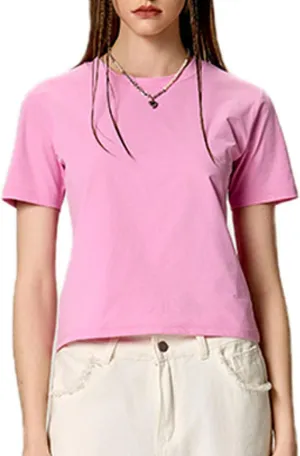 Yoolin Women's Slim Fit T-Shirt Moisture Wicking Quick Dry Round Neck Casual Summer Petite Sizing Pure Color Versatile Top