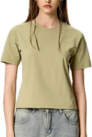 Yoolin Women's Slim Fit T-Shirt Moisture Wicking Quick Dry Round Neck Casual Summer Petite Sizing Pure Color Versatile Top